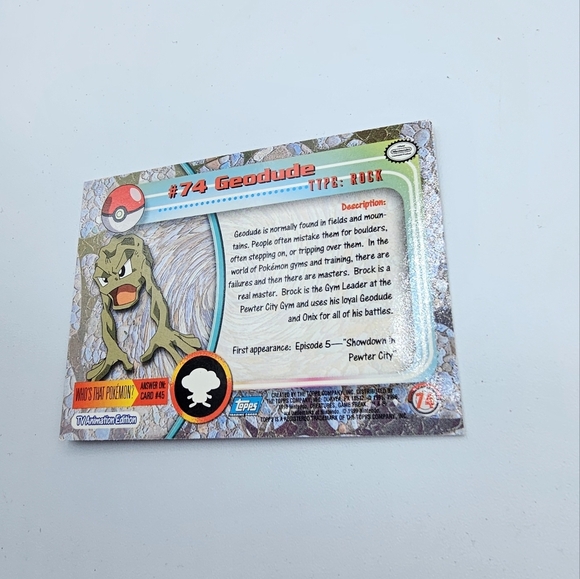Pokemon 1999 TOPPS Geodude #74 Blue Logo TV Animation Edition Card - Picture 3 of 4